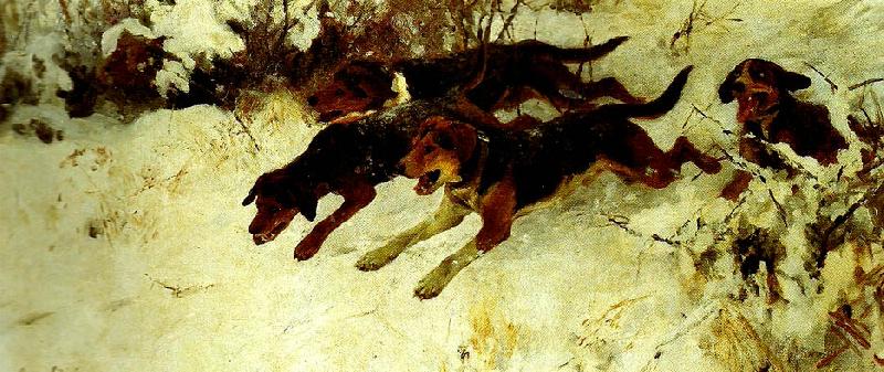 bruno liljefors fyra jagande hundar isho oil painting picture